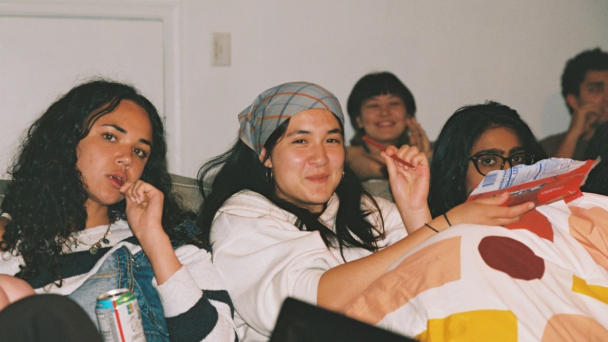 Students gathered on a couch