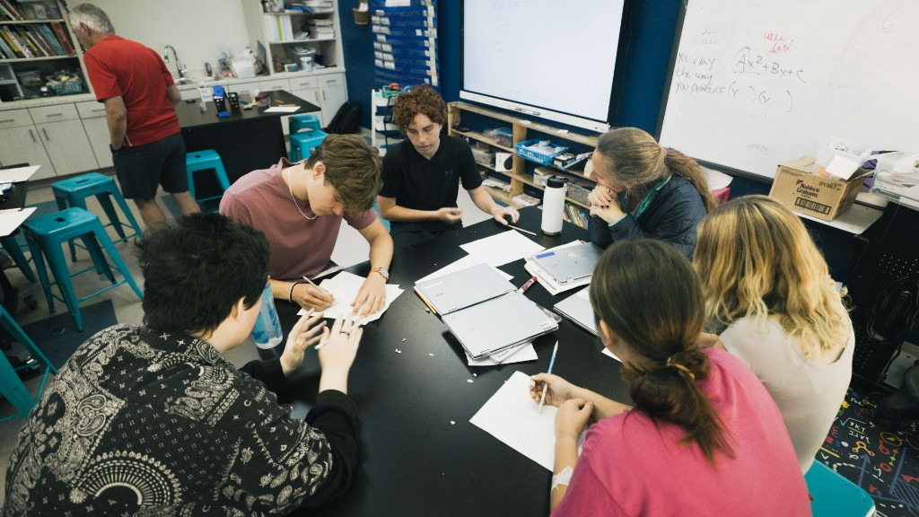 Sylvia Wolff teaches middle school students geometry. Wolff serves as director of the school and a math teacher.