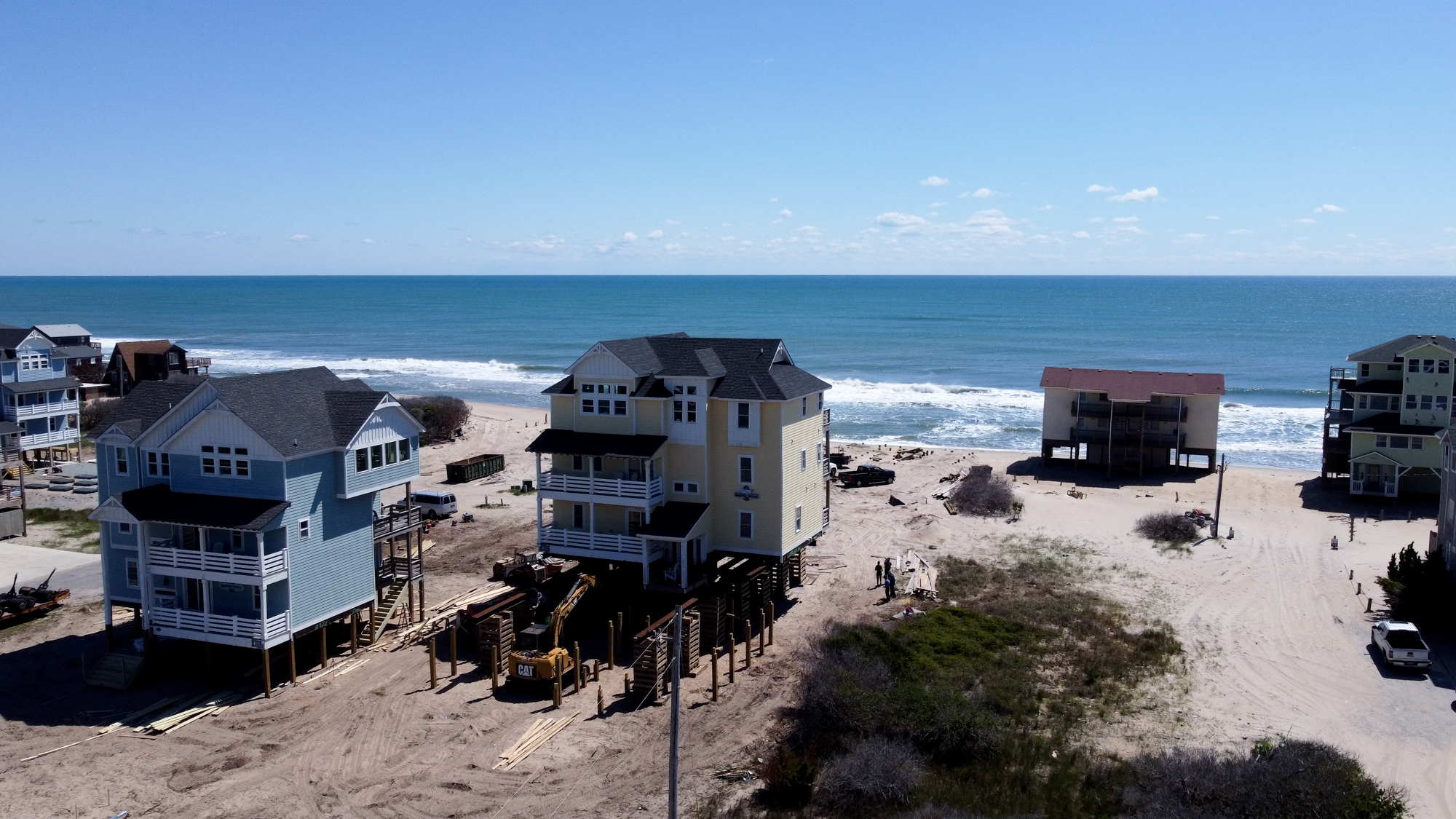 On May 15, 2026, this house in Buxton, NC was moved slightly farther away from the beach on metal beams. This is one …
